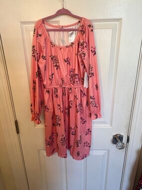 NEW Blueberi Boulevard Pink Floral Scoop-Neck Dress size 10